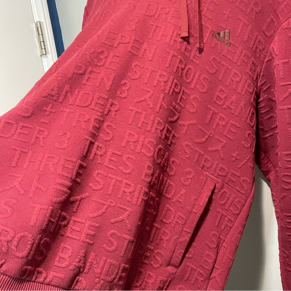 Adidas Men's Typography Tonal-Print Track Hoodie Sweatshirt Brick Red Size XL - Picture 13 of 14